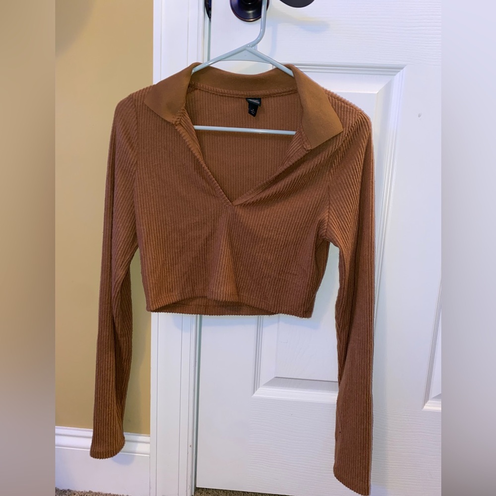 Wild Fable Brown Cropped Shirt
